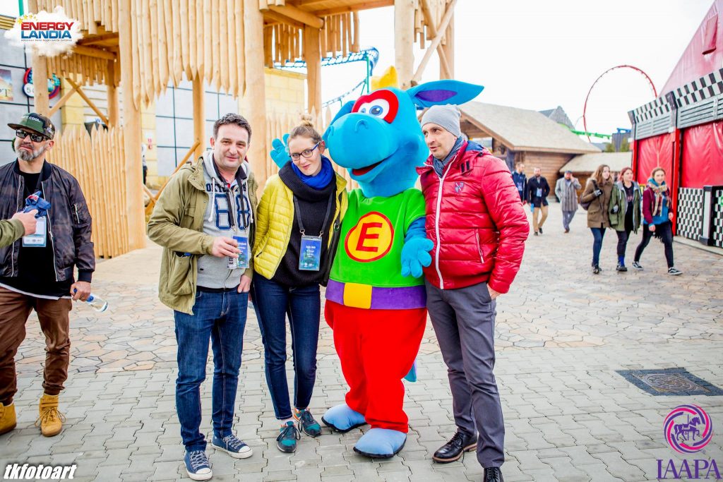 Od lewej: Mikołaj Jędrzejkowski, Agata Jakób (Loopys World), Energuś, Adam Wicher (Magiczne Ogrody)