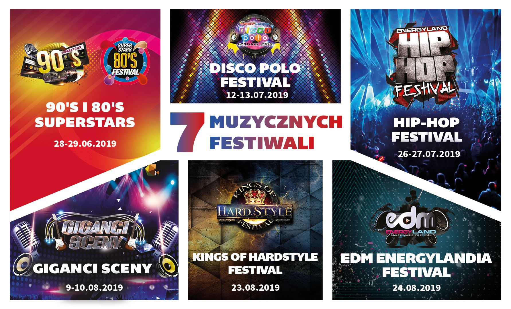 Grafika promująca muzyczne festiwale w EnergyLandii